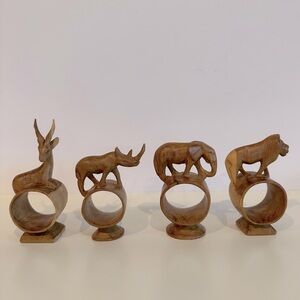 Hand-carved African Animal Napkin Rings (Set of 4)
